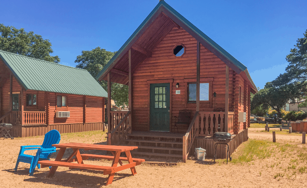 Image of the front exterior of our Lake Buchanan cabins at Willow Point Resort. This is Cabin 10 of 11.